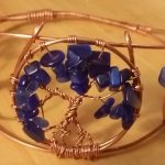 Copper and Blue Catseye Bangle Tree of Life Bracelet